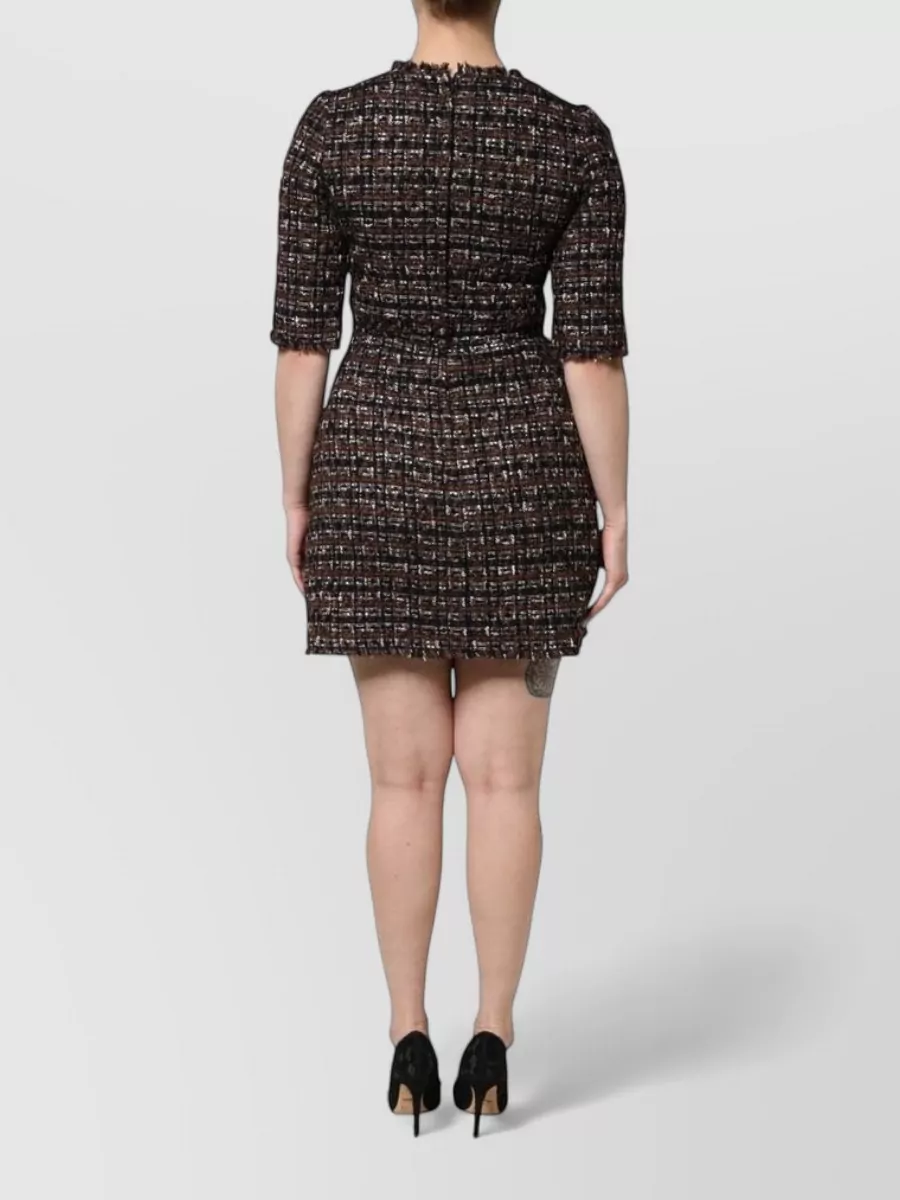 Dolce&Gabbana Tweed Short-Sleeve A-Line Mini Dress