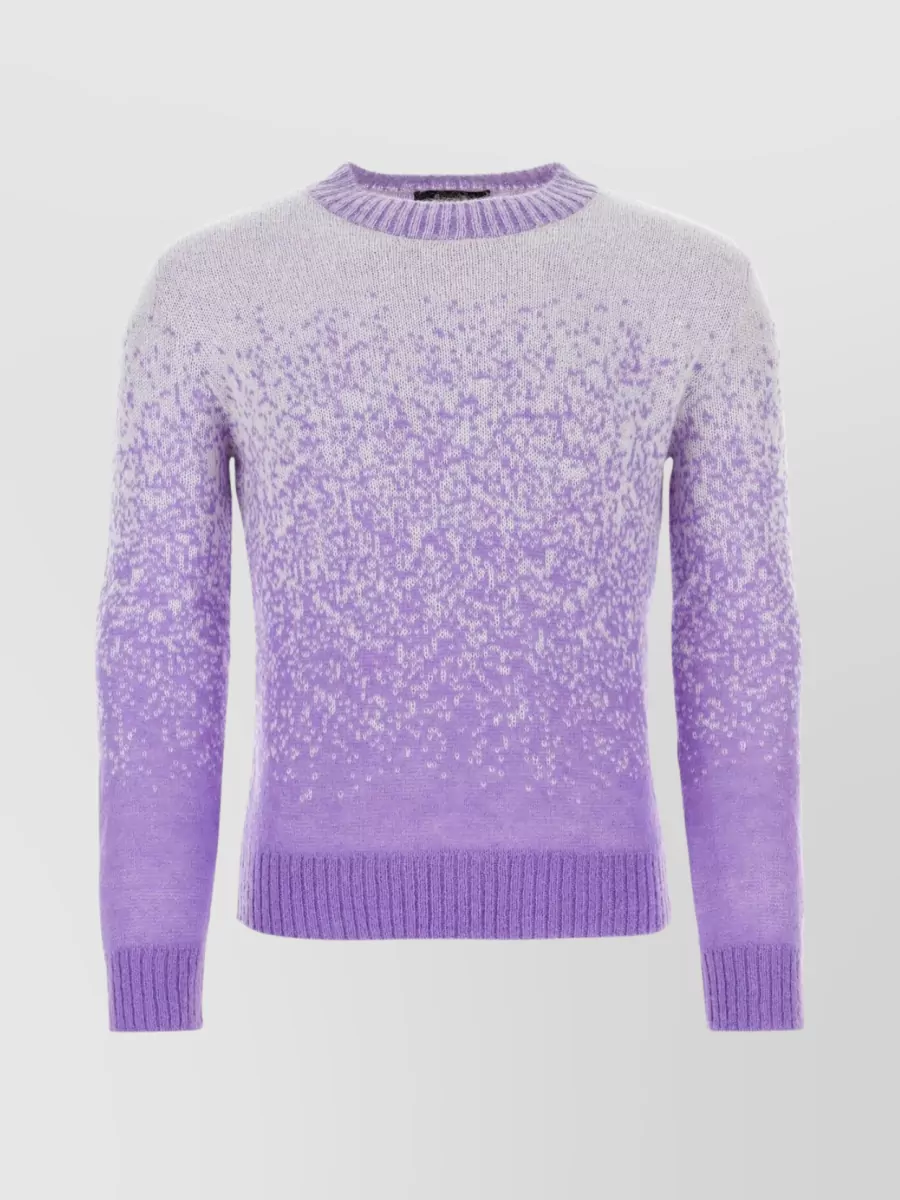 Shop Mcm Textured Gradient Crew-neck Sweater In Purple