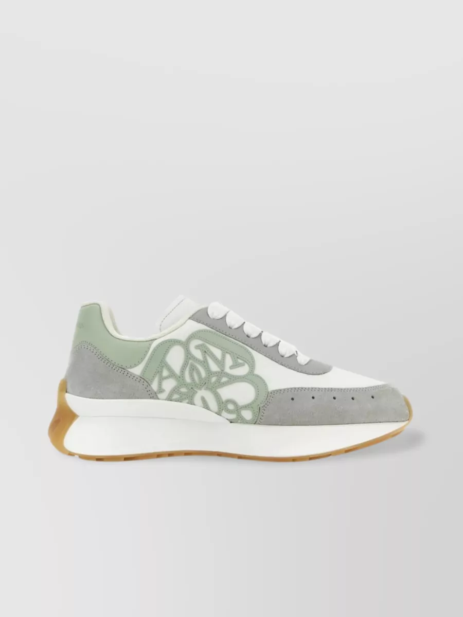 Shop Alexander Mcqueen Runner Sneakers With Leather And Suede Mix In White