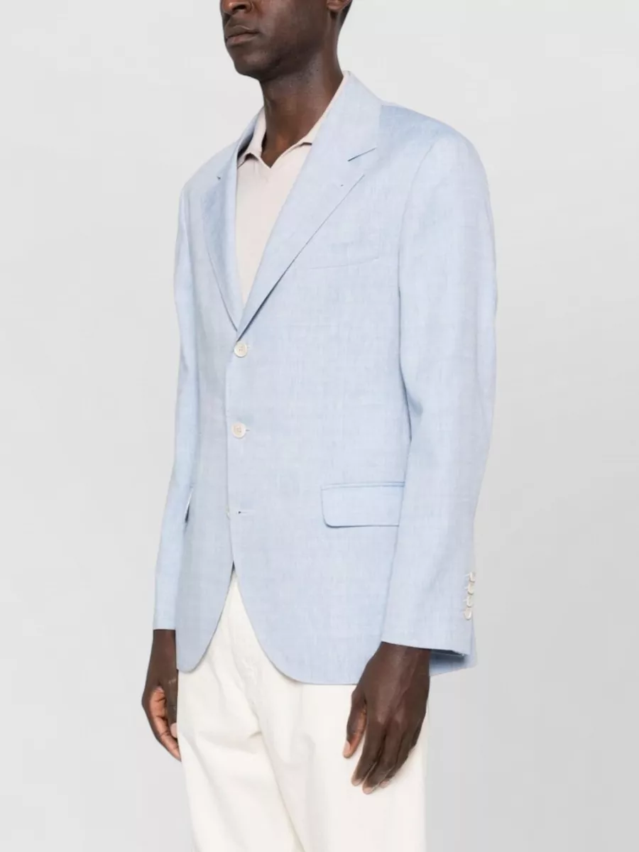 Brunello Cucinelli Linen And Virgin Wool Single Breasted Blazer
