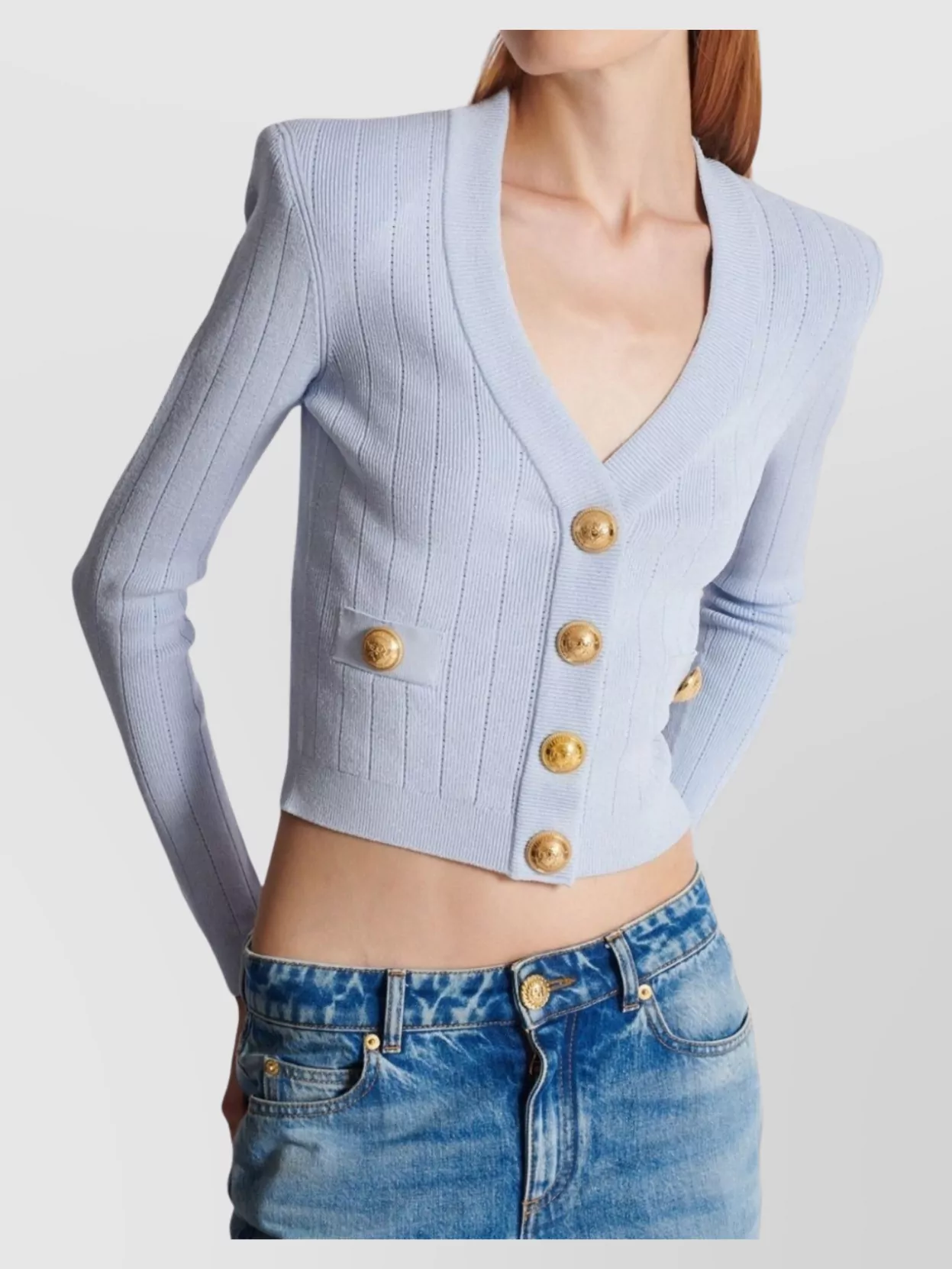 Balmain Cropped Knitwear With Decorative Button Detailing