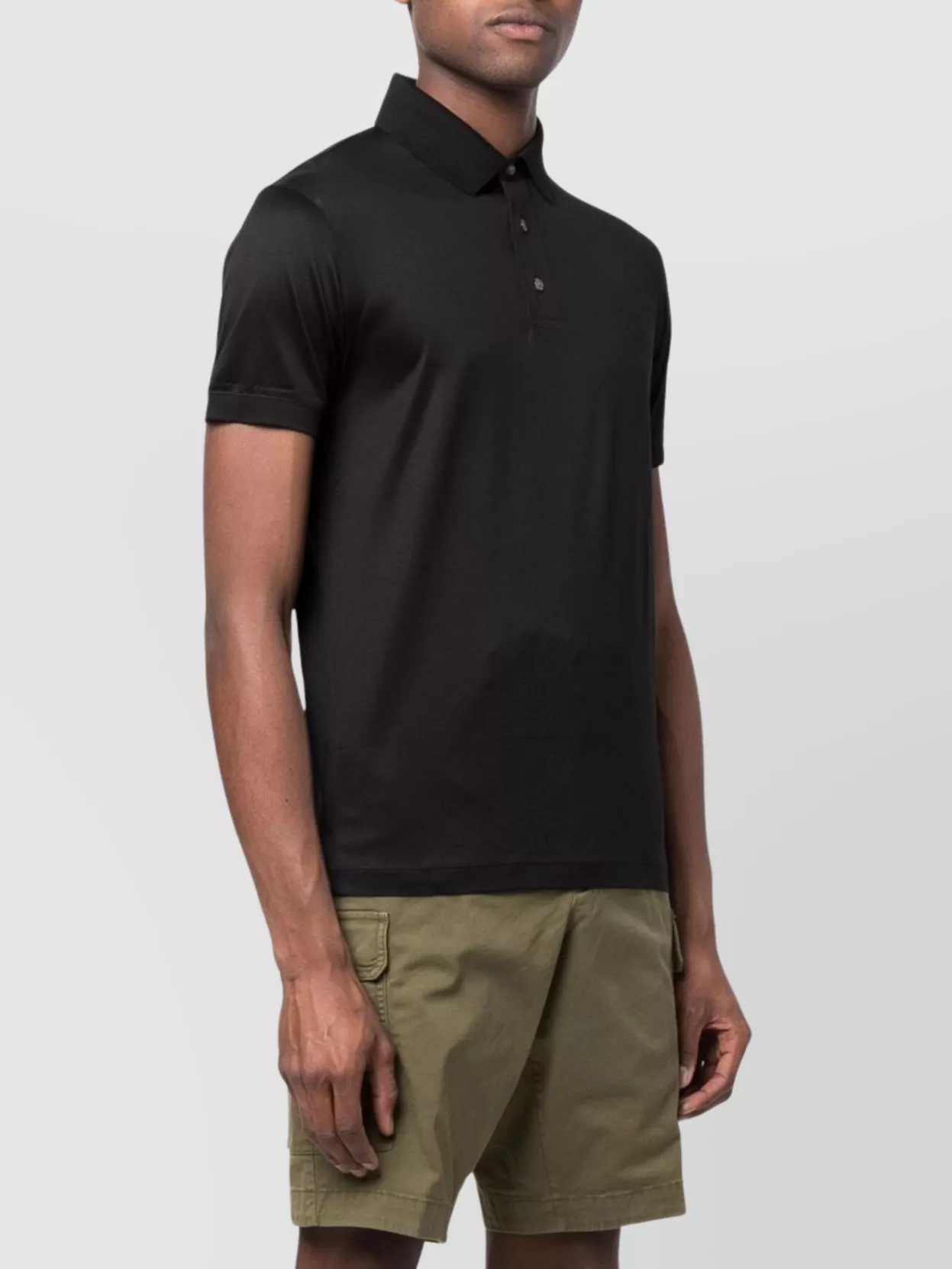 Emporio Armani Cotton Blend Shirt With Polo Collar And Short Sleeves