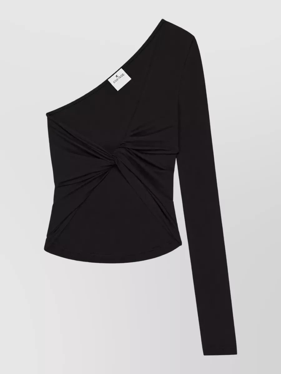 Courrèges leather asymmetric crop top