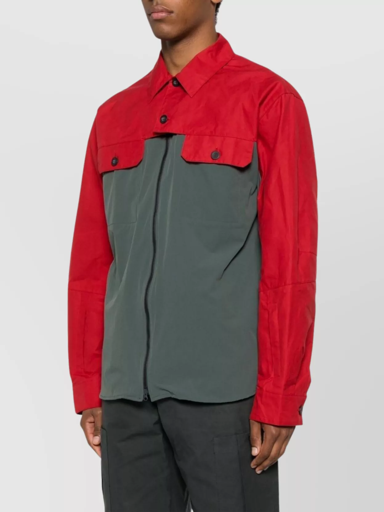 Gr10k Buttoned Collar Jacket With Flap Pockets In Red