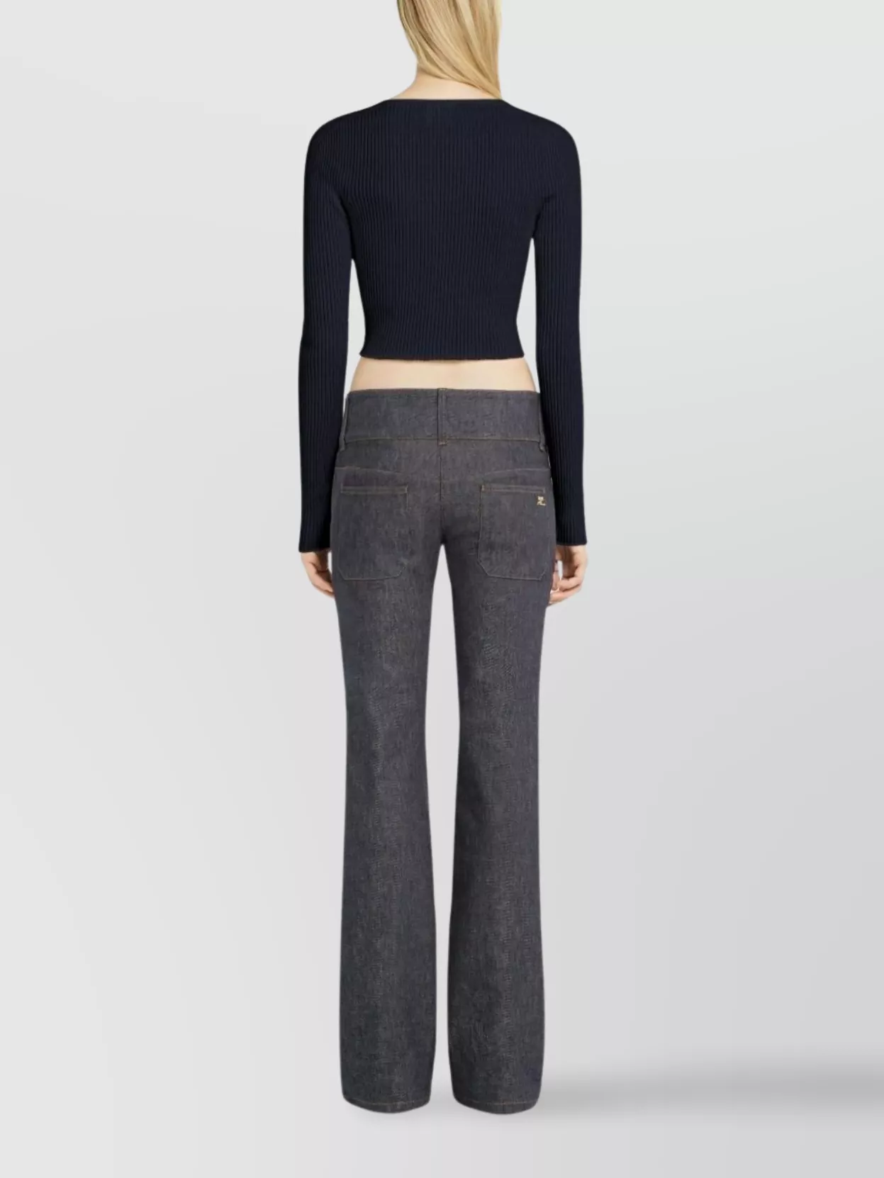 Courrèges Ribbed V-Neck Cropped Knitwear