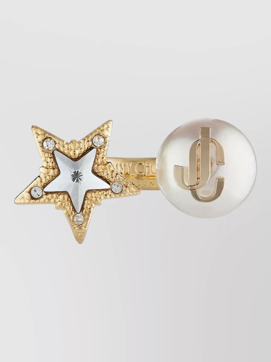 Jimmy Choo Crystal-Embellished Pearl Ring