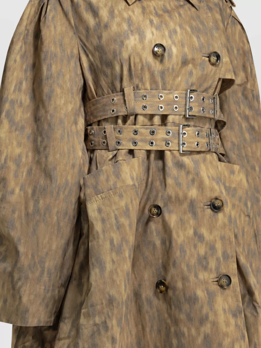 Ganni Animal Print Trench Coat