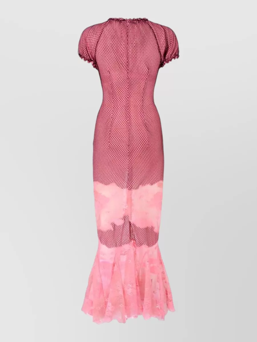 The Attico Floral Lace Short-Sleeve Midi Dress