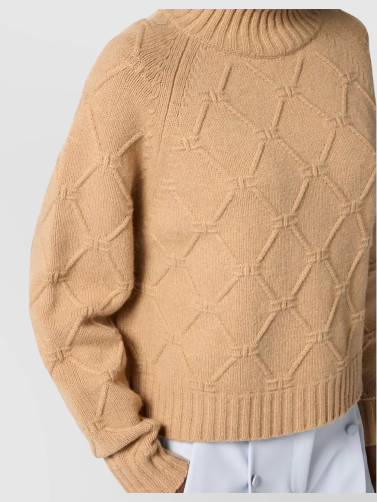 Elisabetta Franchi Textured Knit Mock Neck Top With Long Sleeves