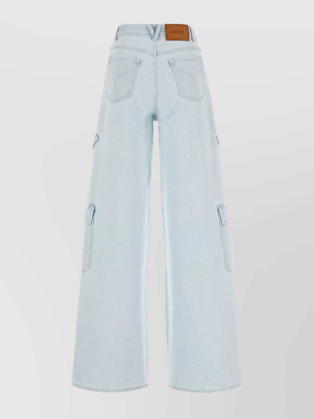 Shop Versace Cargo Denim Jeans With Wide Leg Cut