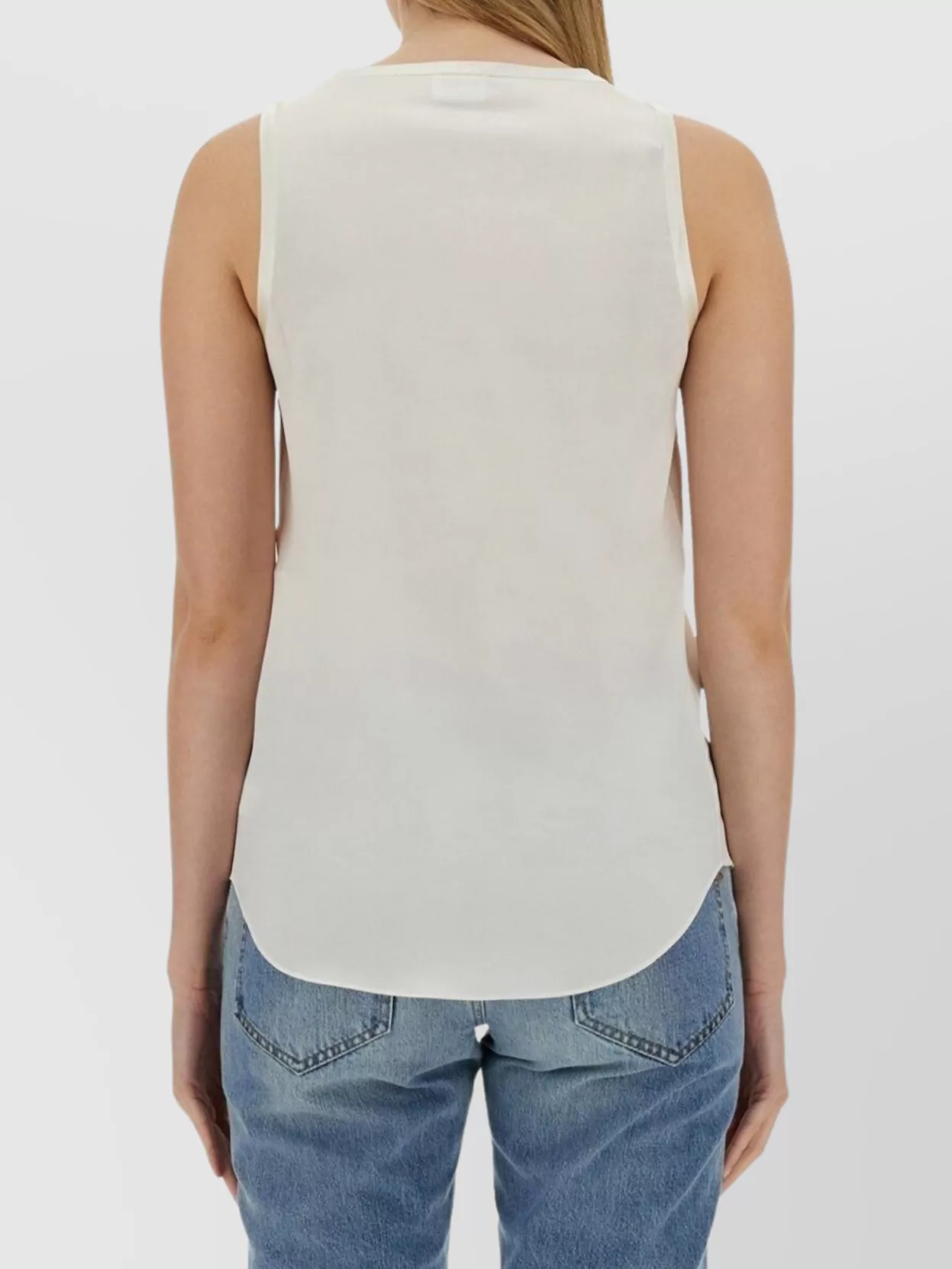 Brunello Cucinelli Silky Sleeveless Tops Curved Hem