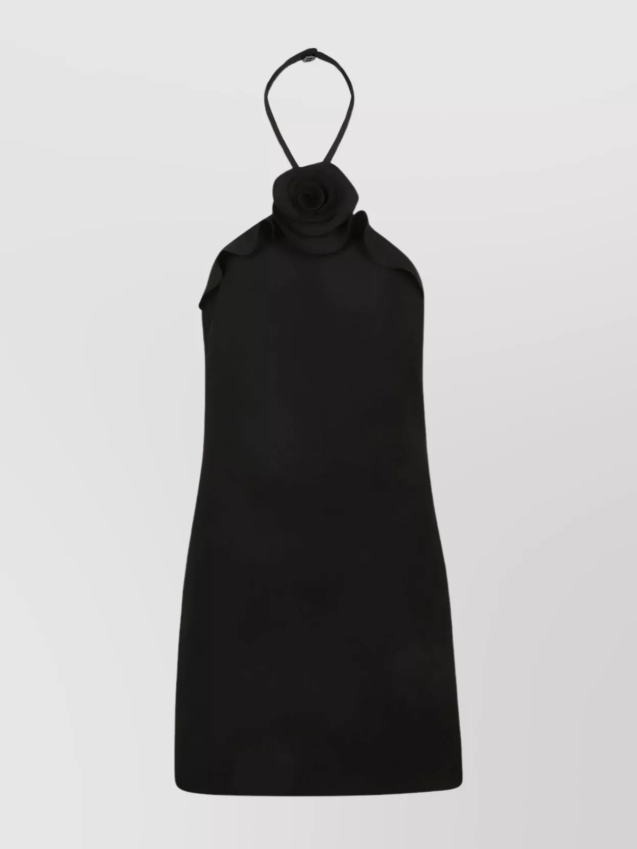 Shop Valentino Floral Embellishment Silk Halterneck Dress In Black