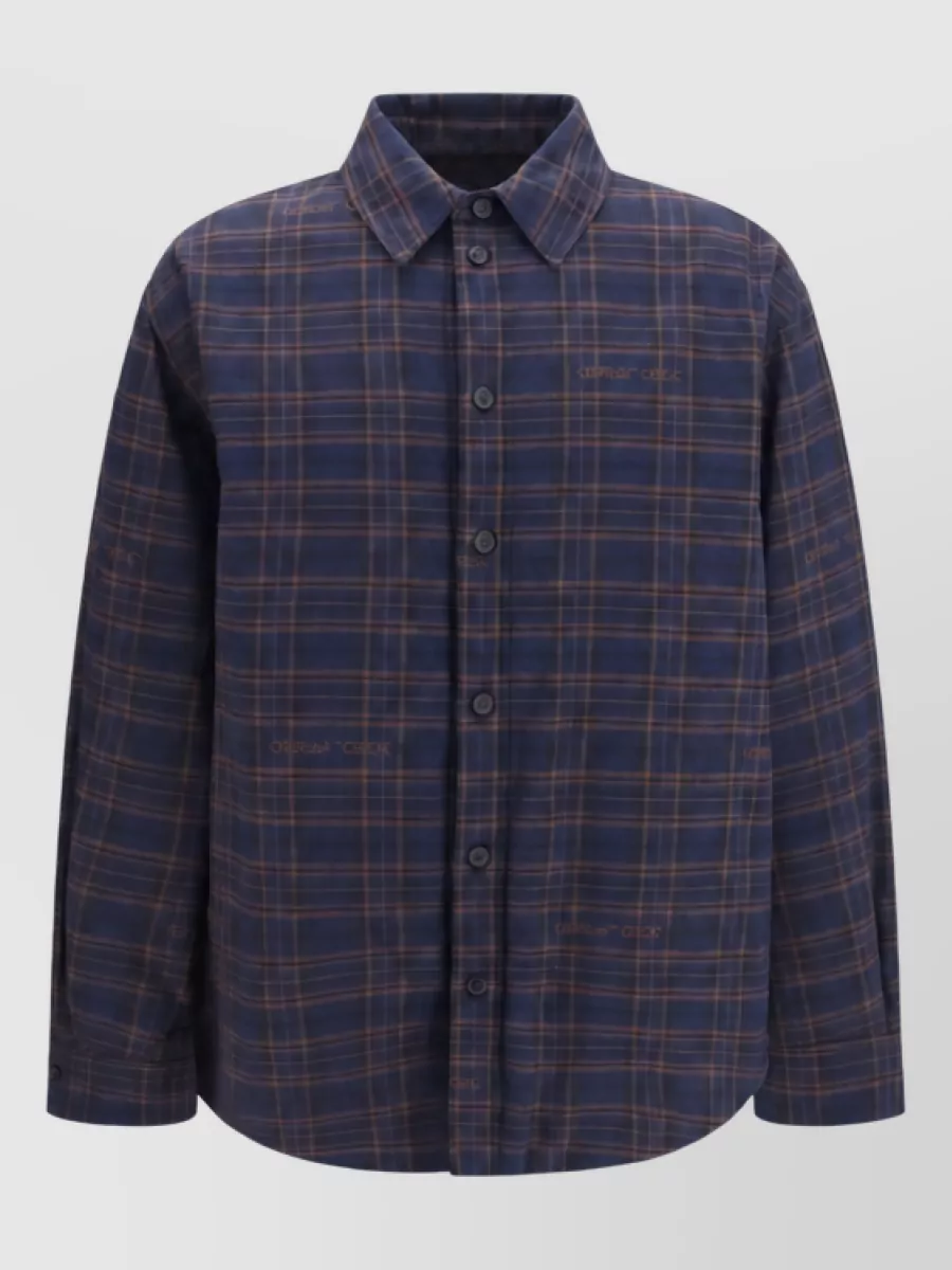 Off-White cotton oversized padded checked shirt