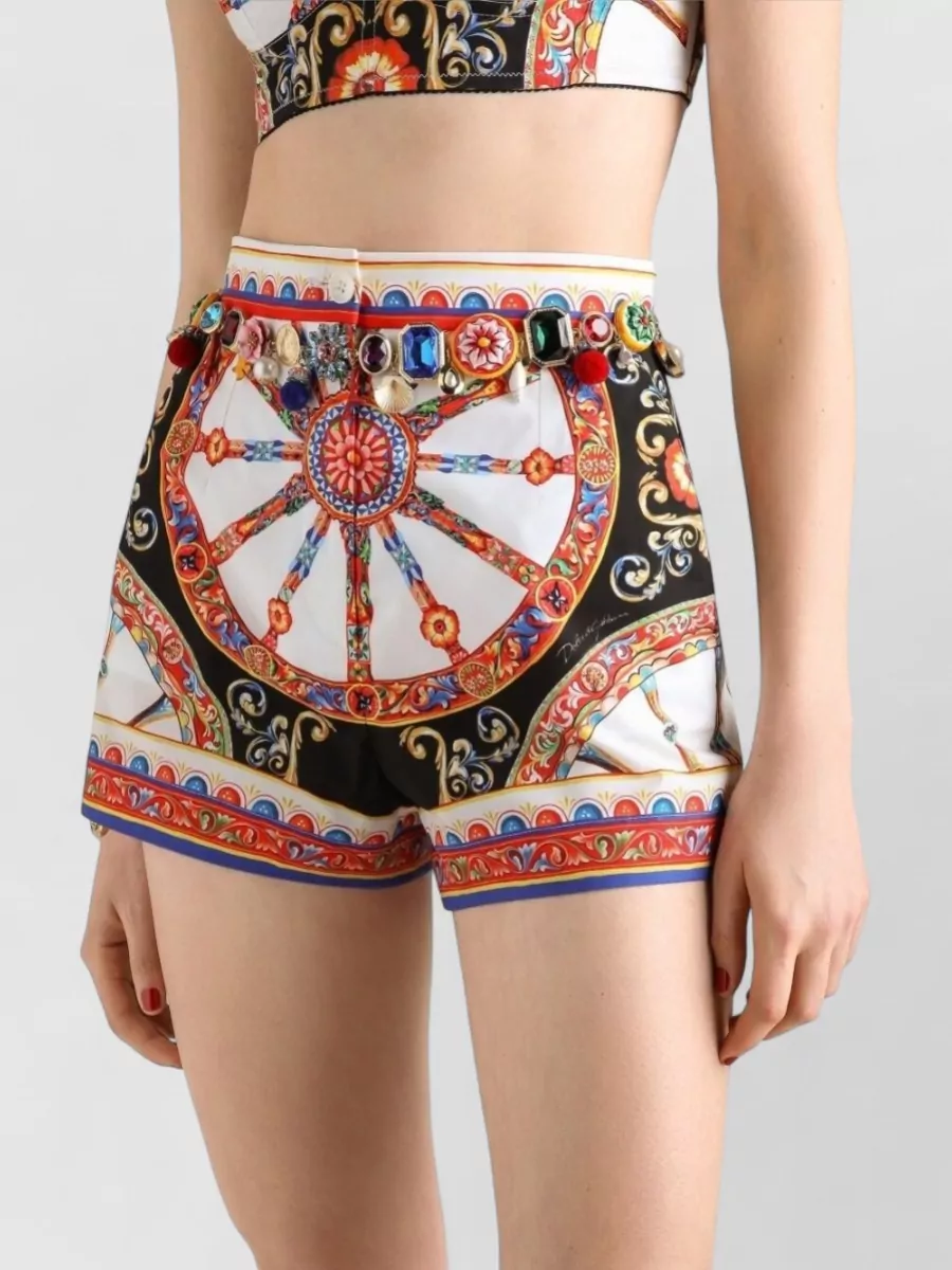 Dolce&Gabbana Printed Cotton Cropped Trousers