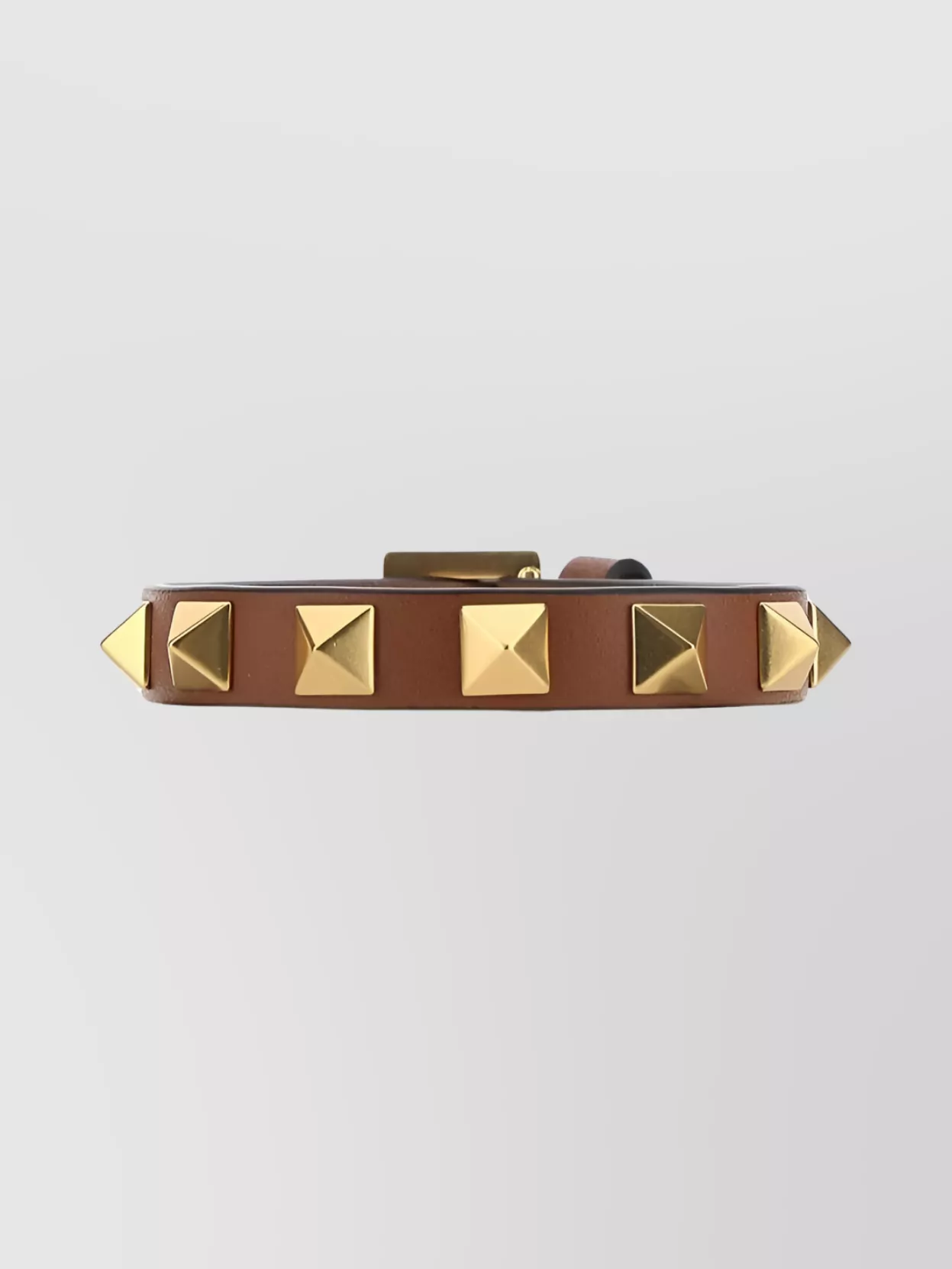 Shop Valentino Adjustable Studded Bracelet With Metal Hardware In Brown