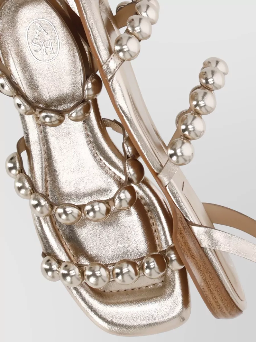 Ash Leather Studded Flat Sandals