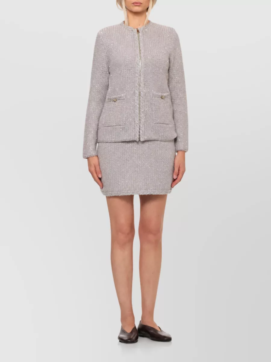 Fabiana Filippi Sequinned Round Neck Suit Jacket