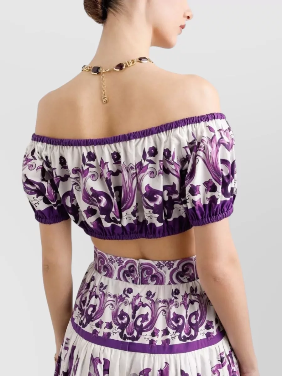 Dolce&Gabbana Floral Off-The-Shoulder Printed Crop Top