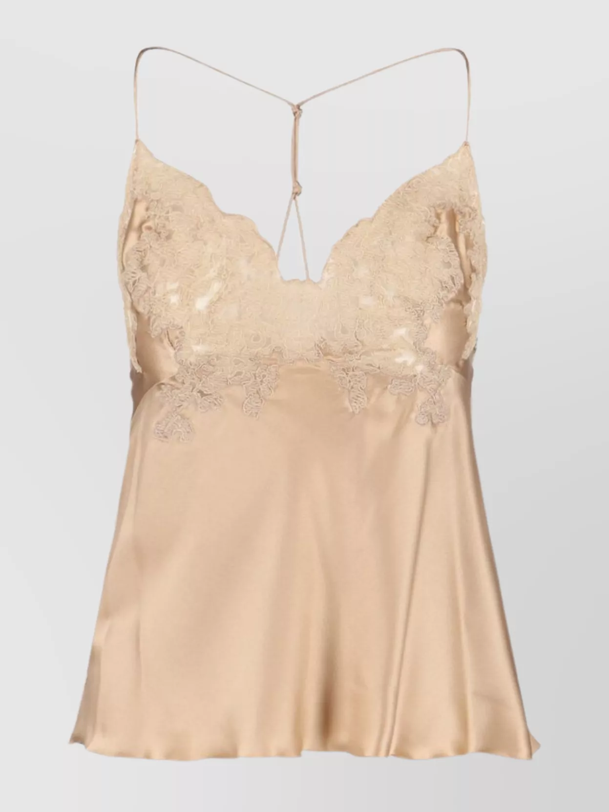 Ermanno Scervino Sleeved Top With Lace And Satin In Neutral