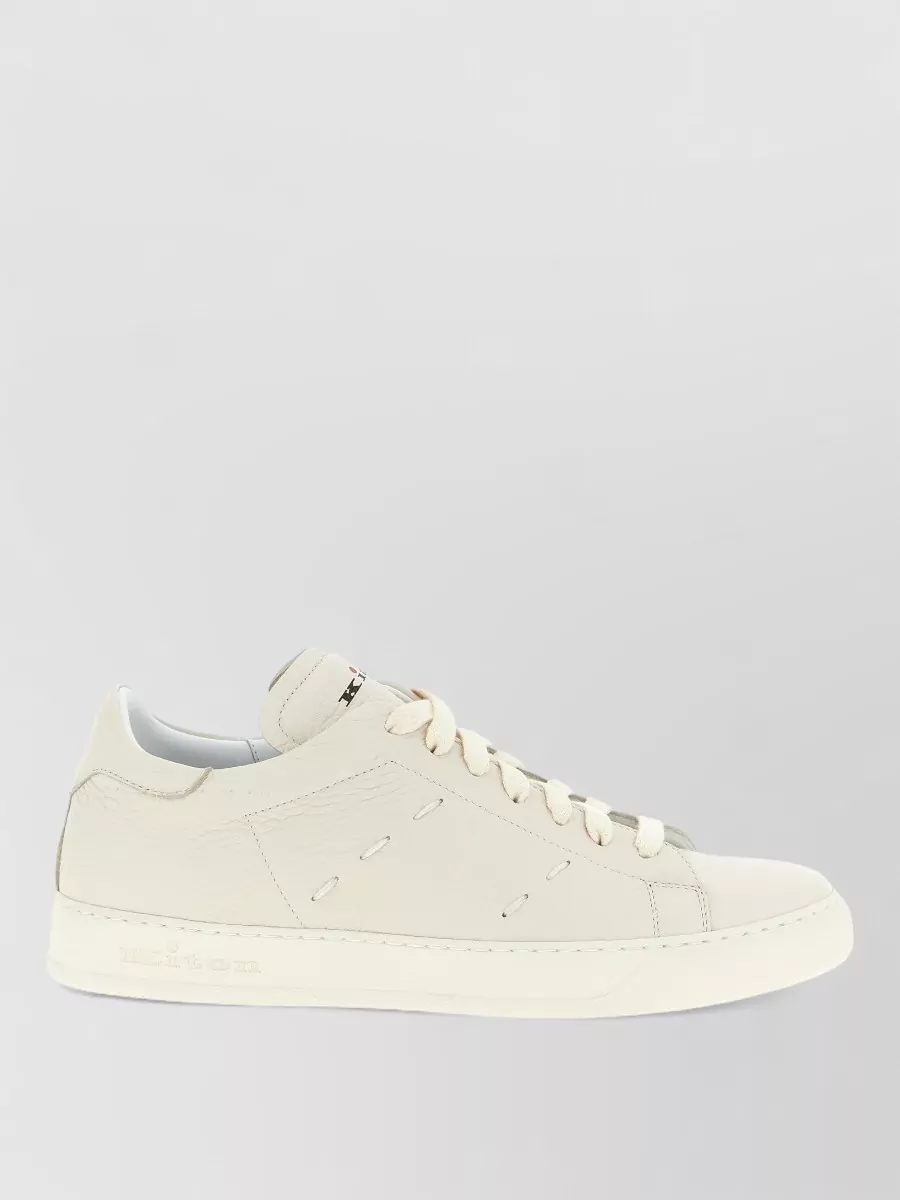 Kiton Leather Sneakers Round Toe Flat Sole