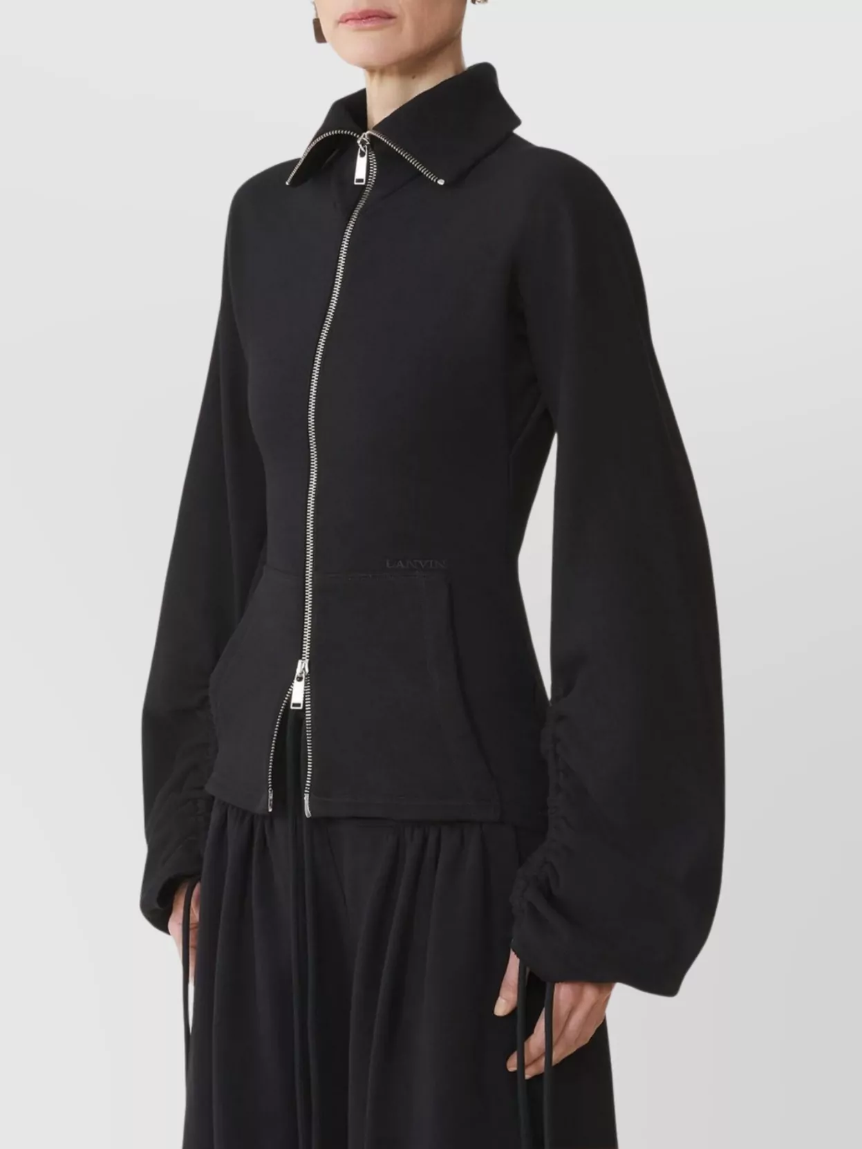 Lanvin Tailored Zip Jacket With High Collar And Pockets