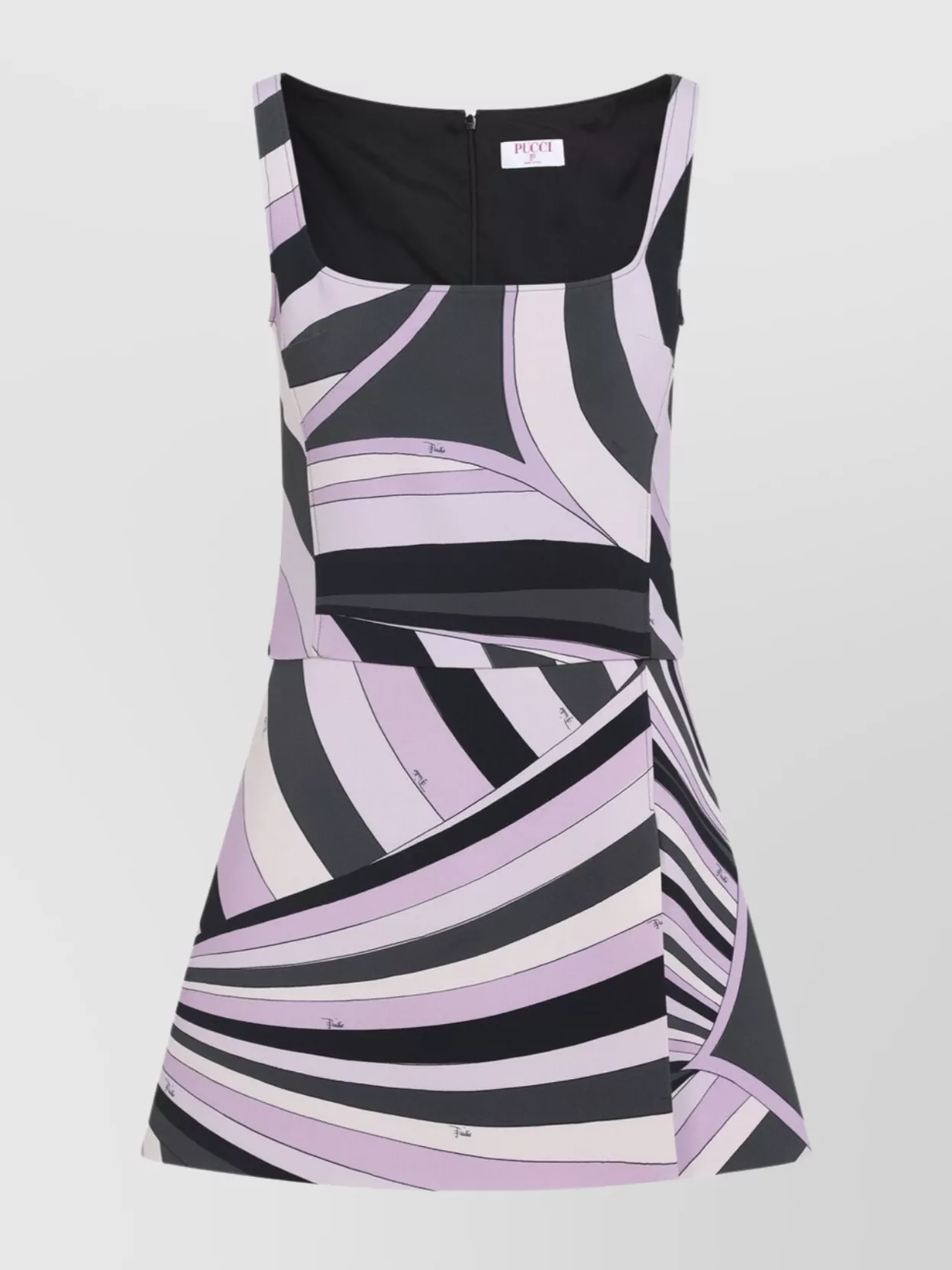 Pucci Backless Mini Dress Abstract Pattern In Purple