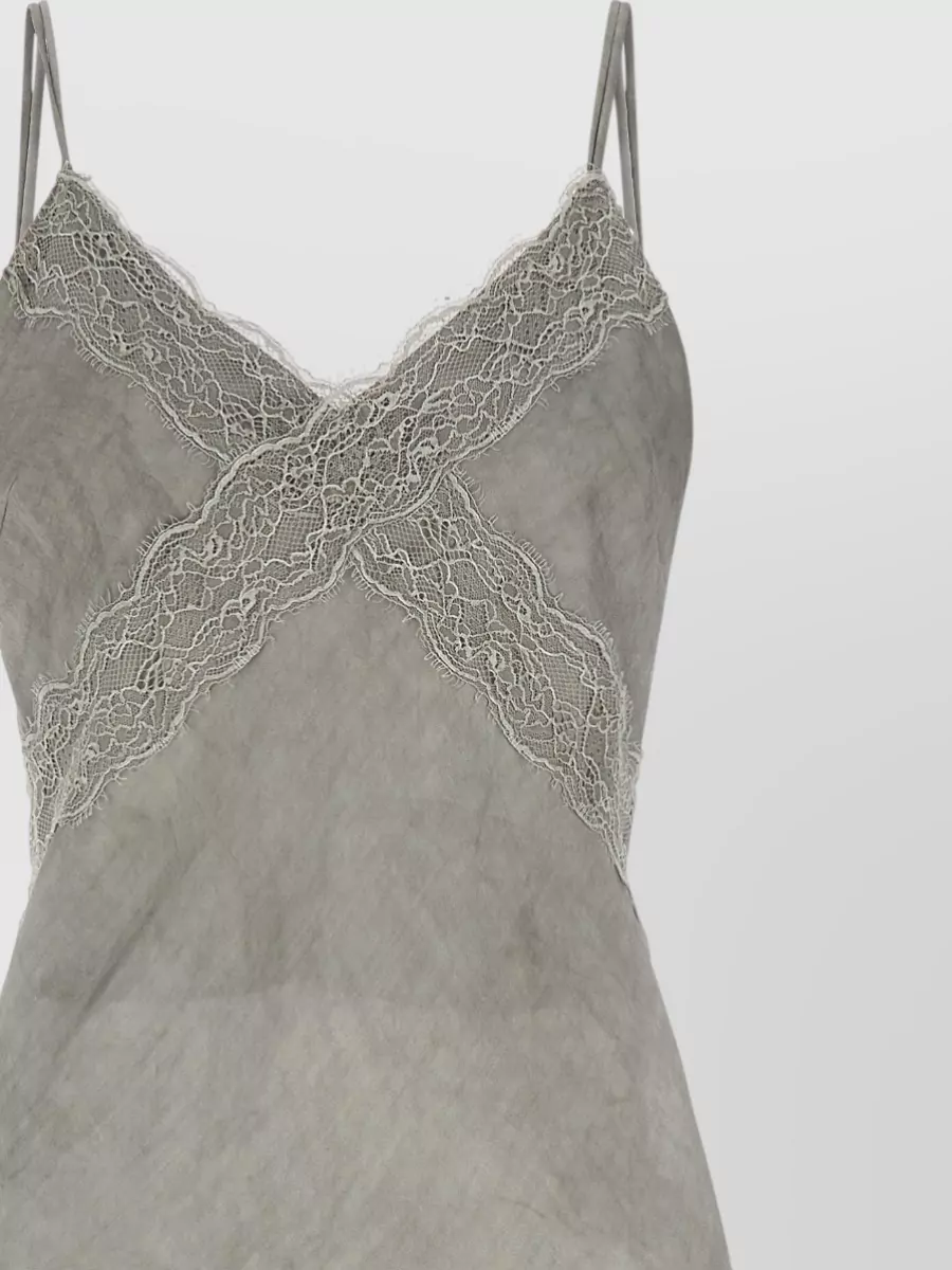 The Andamane Rosetta Dress Asymmetric Hem Lace V Neckline