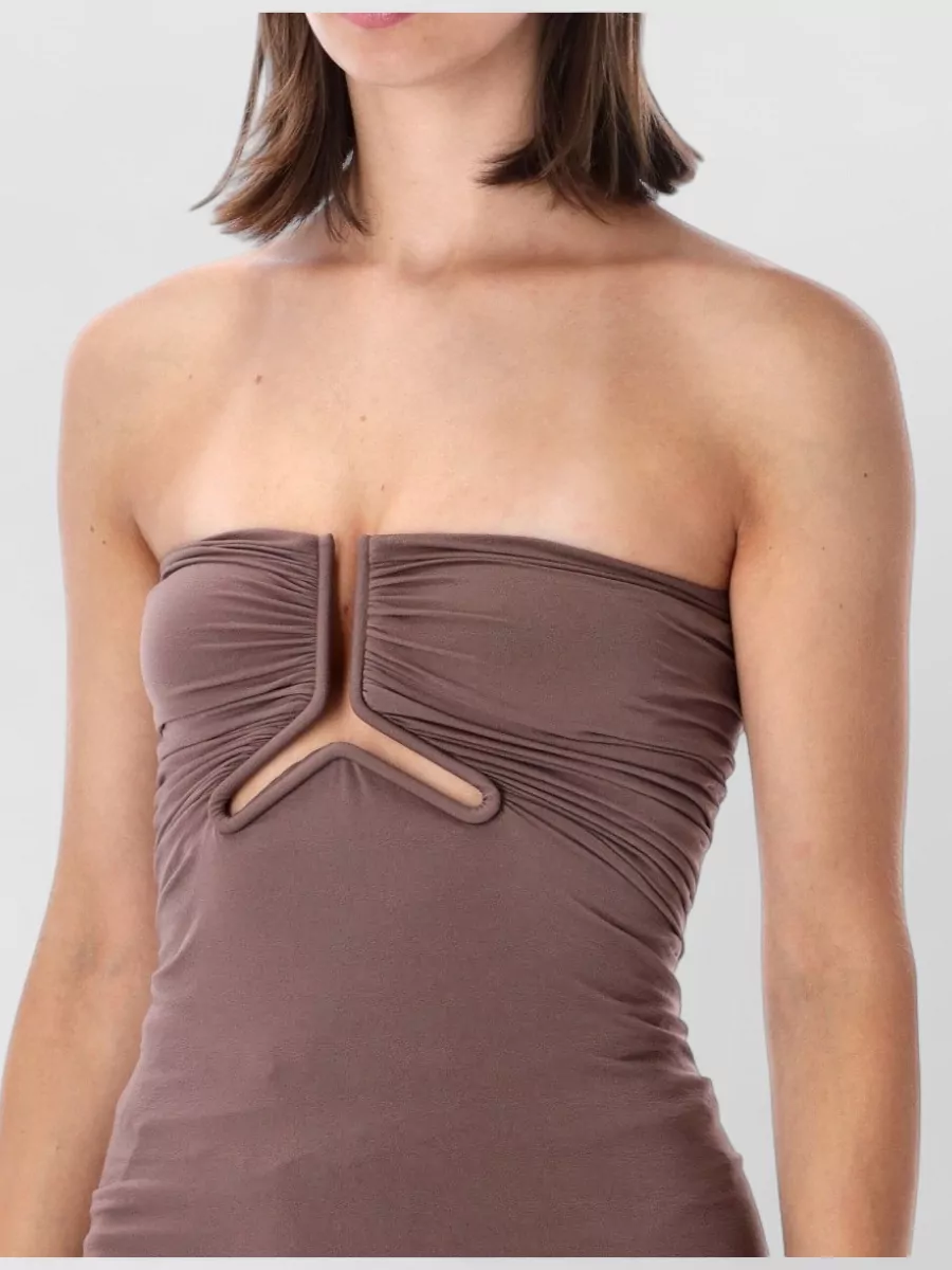 Rick Owens Stretch-Jersey Draped Strapless Bustier Top