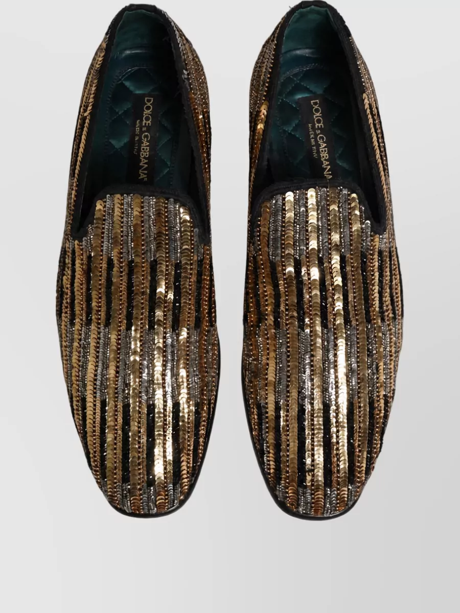 Dolce&Gabbana Leather Sequin Embellished Loafers