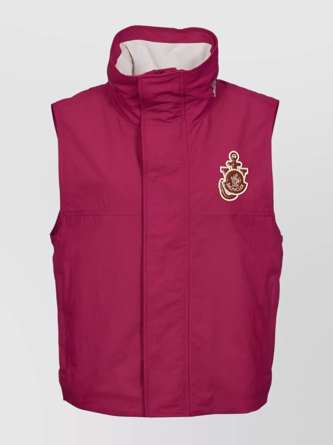 Shop Moncler Genius Sleeveless High Neck Coat With Convenient Side Pockets In Pink