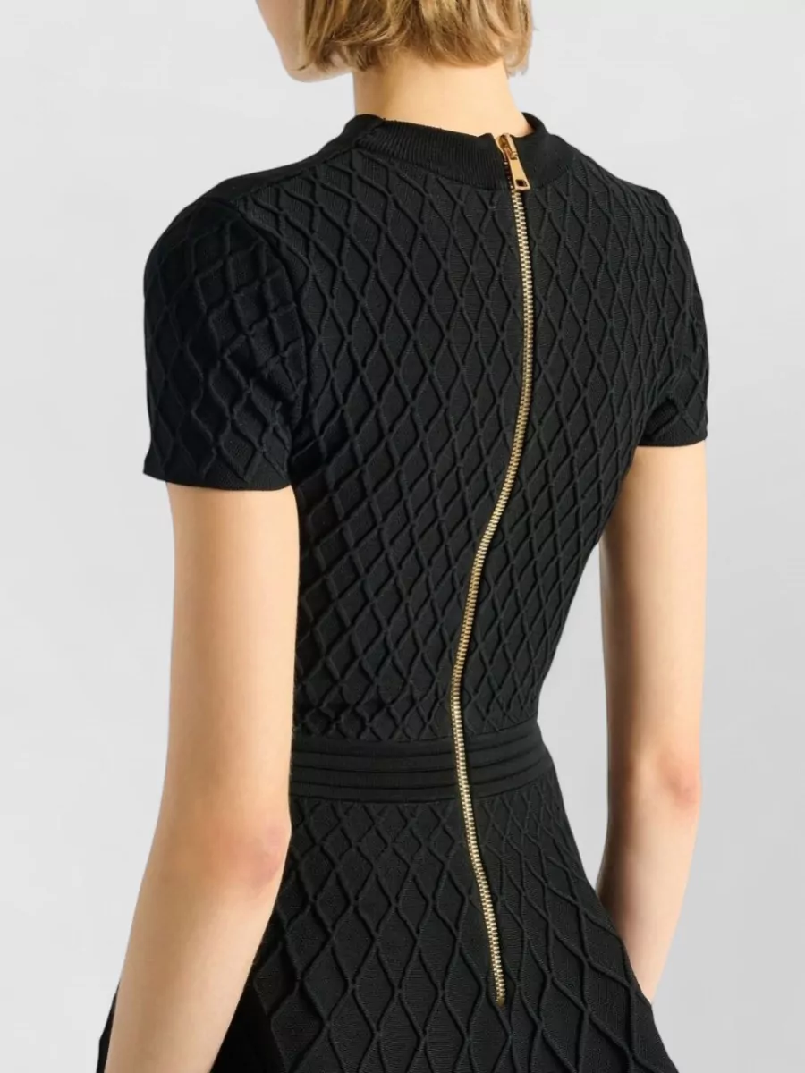 Balmain Structured Knit Flared Mini Dress