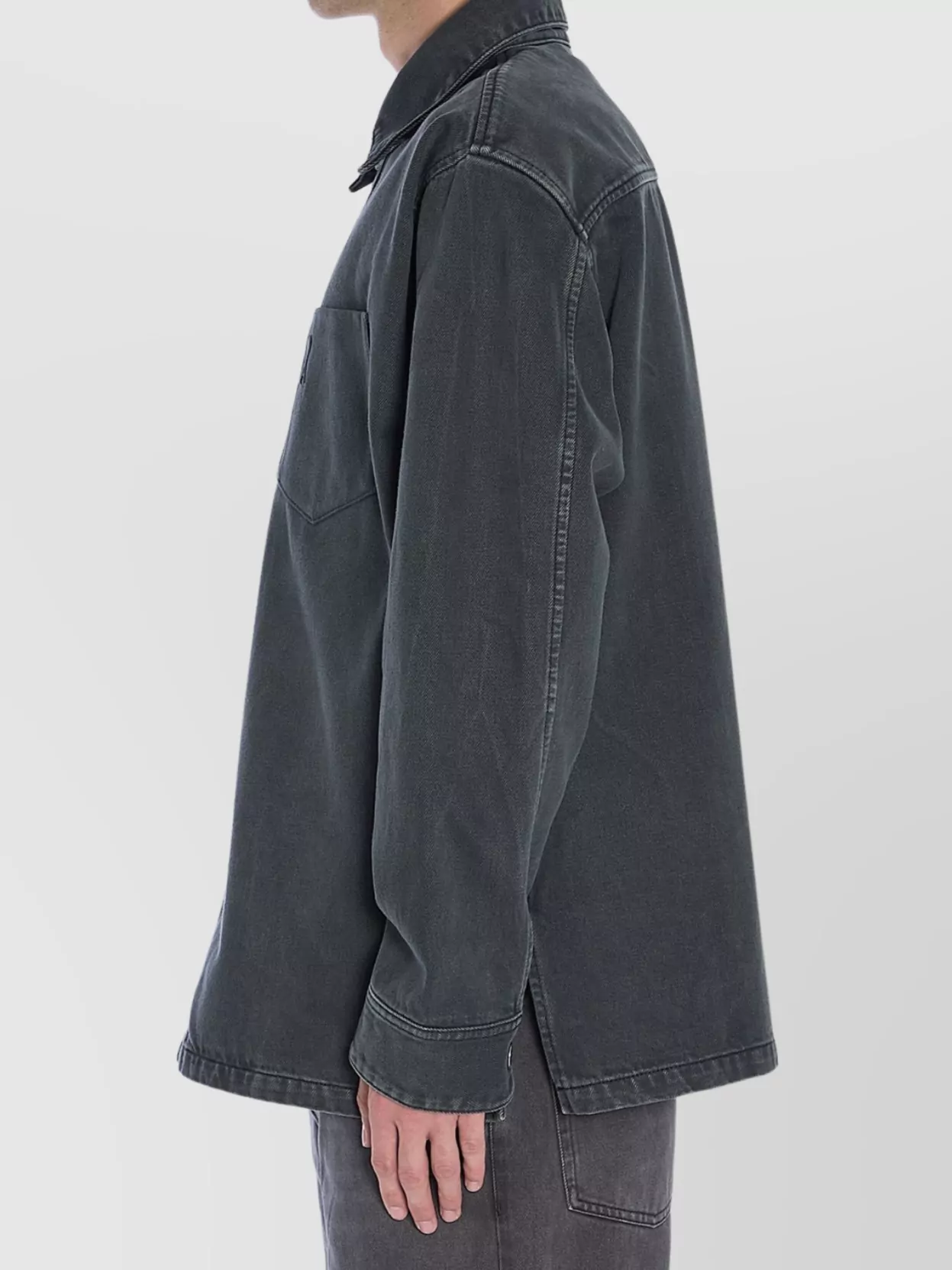 Ami Paris Overshirt With Cuffed Sleeves And Patch Pocket