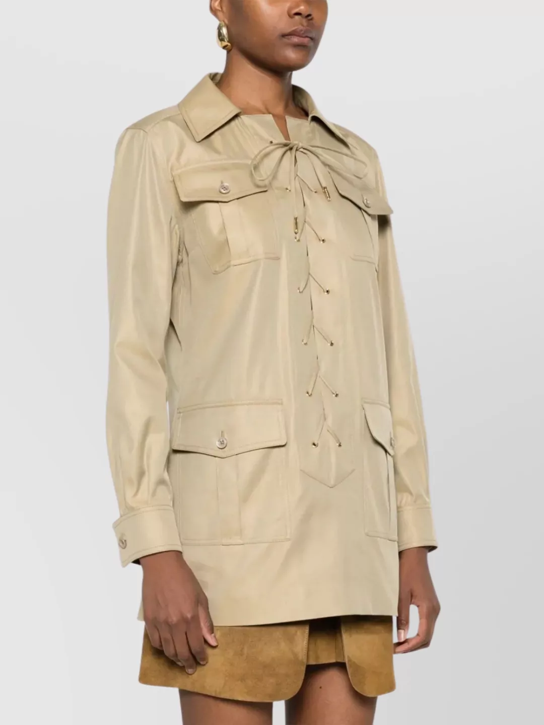 Tom Ford Cotton And Silk Twill Safari Tunic In Neutrals