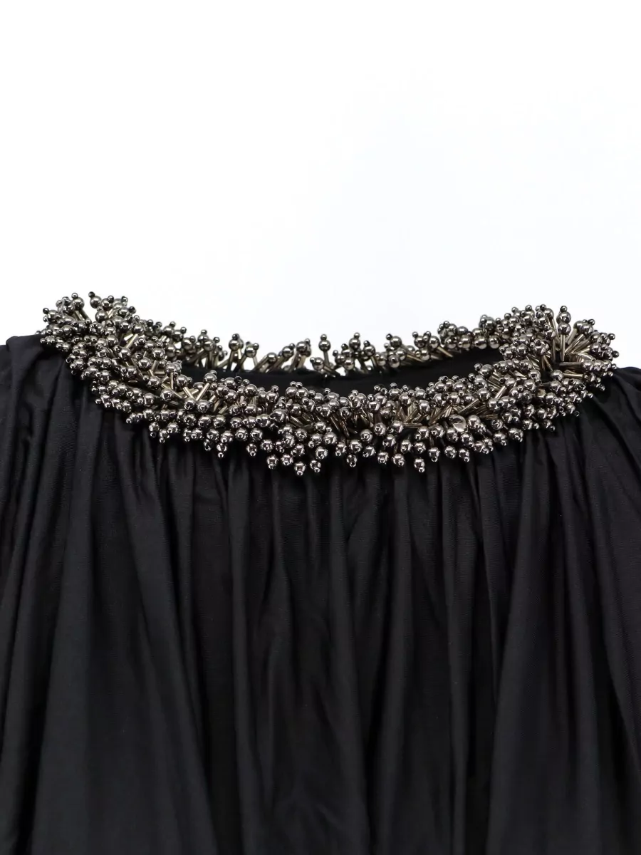Self-Portrait Embellished Asymmetric Long-Sleeve Crop Top