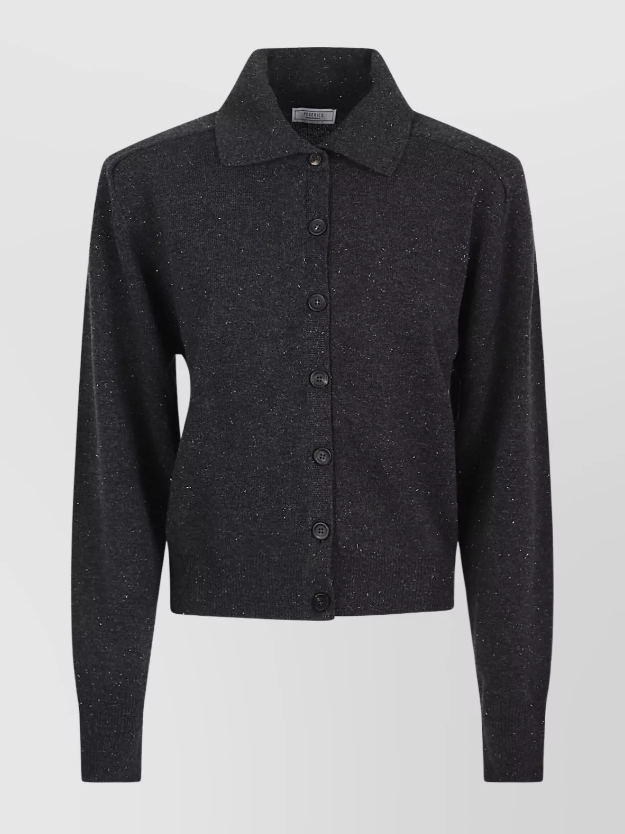 Peserico Knit Cardigan With Collared Neck And Long Sleeves In Black
