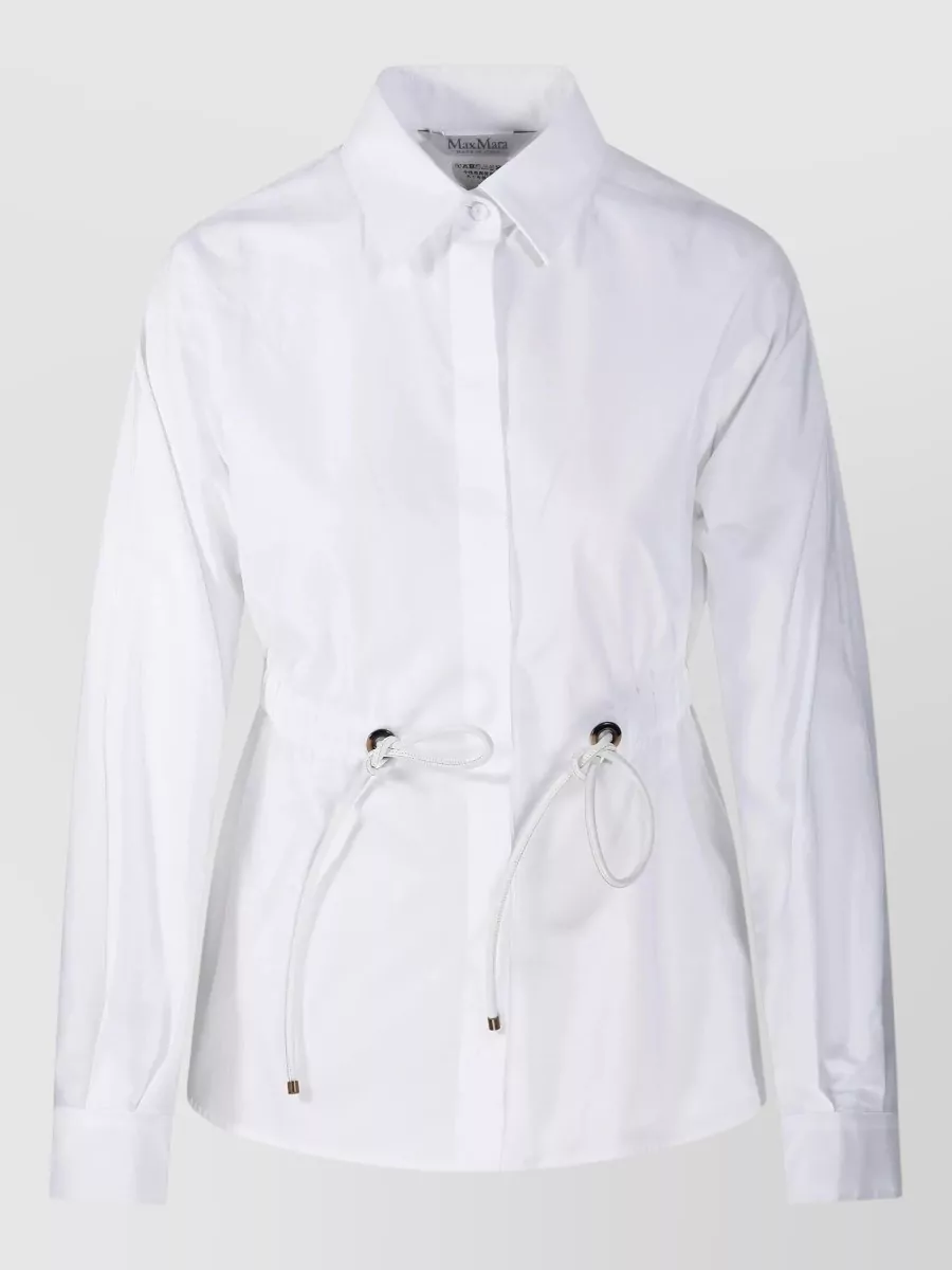 Max Mara cotton poplin drawstring long-sleeve shirt