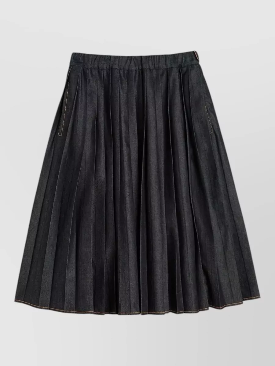 Jil Sander denim pleated midi skirt