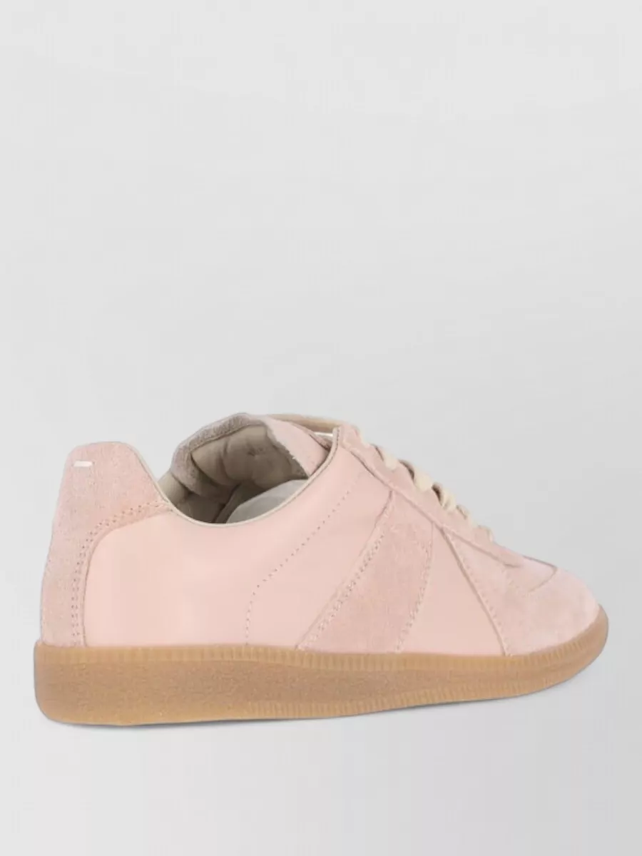 Maison Margiela Suede Panel Low Top Sneakers With Rubber Sole