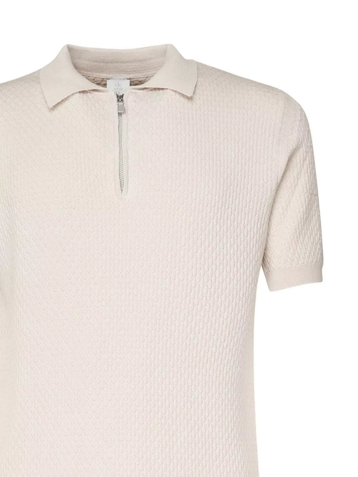 Eleventy Zip Collar Polo Textured Fabric
