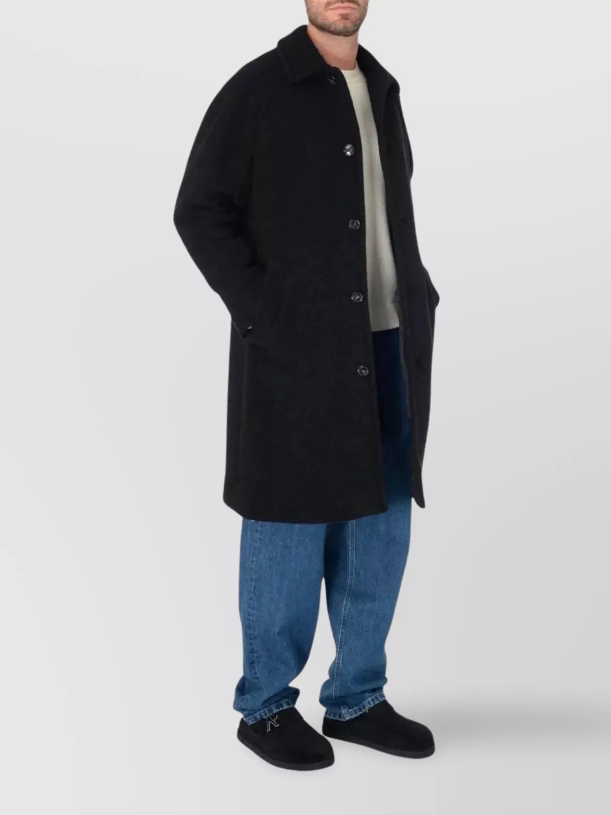 A.p.c. Wool Coat With Long Sleeves And Side Pockets
