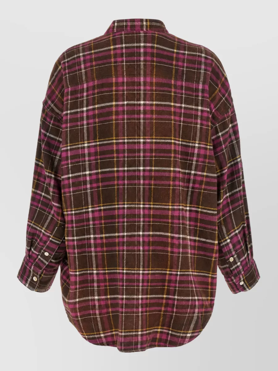 R13 Floral-Print Scarf Detail Tartan Oversized Shirt
