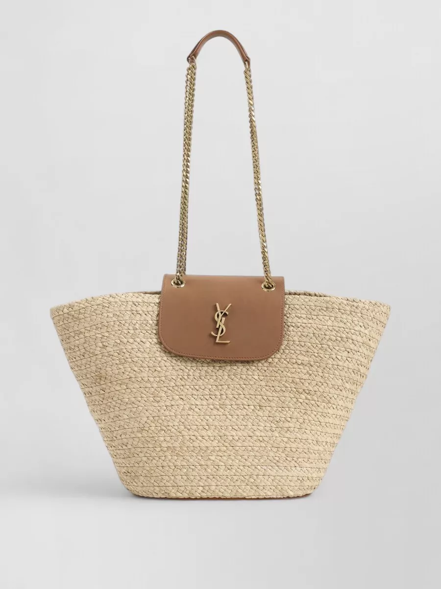 Saint Laurent Raffia Basket Tote Bag
