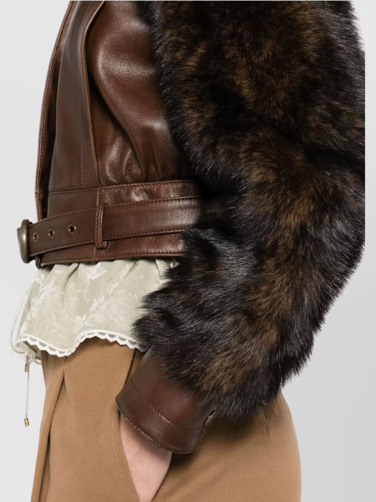 Chloé Leather Jacket Faux-Fur Detailing