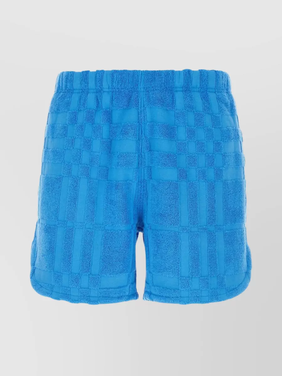 Shop Burberry Terry Fabric Bermuda Shorts With Elastic Waist In Blue