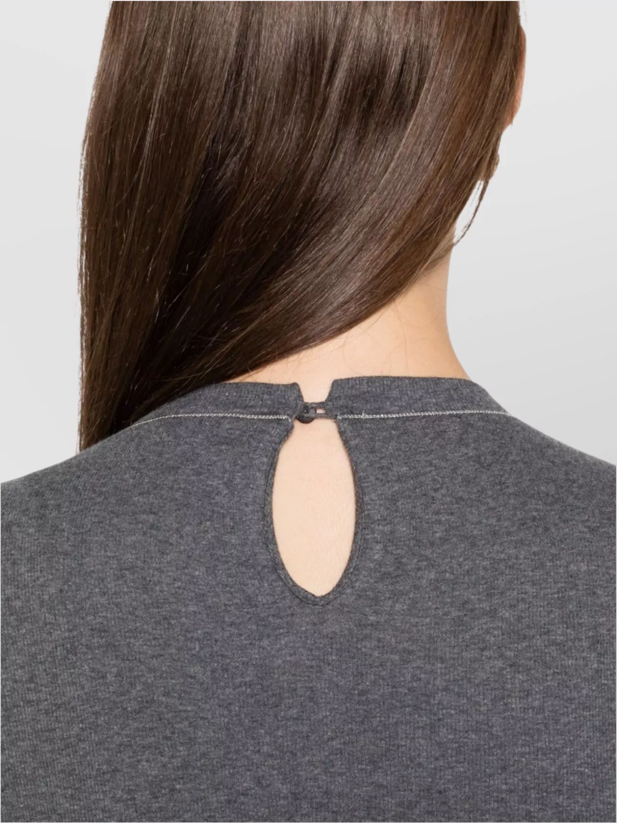 Brunello Cucinelli Cotton Crewneck Sweater Featuring Keyhole Detail