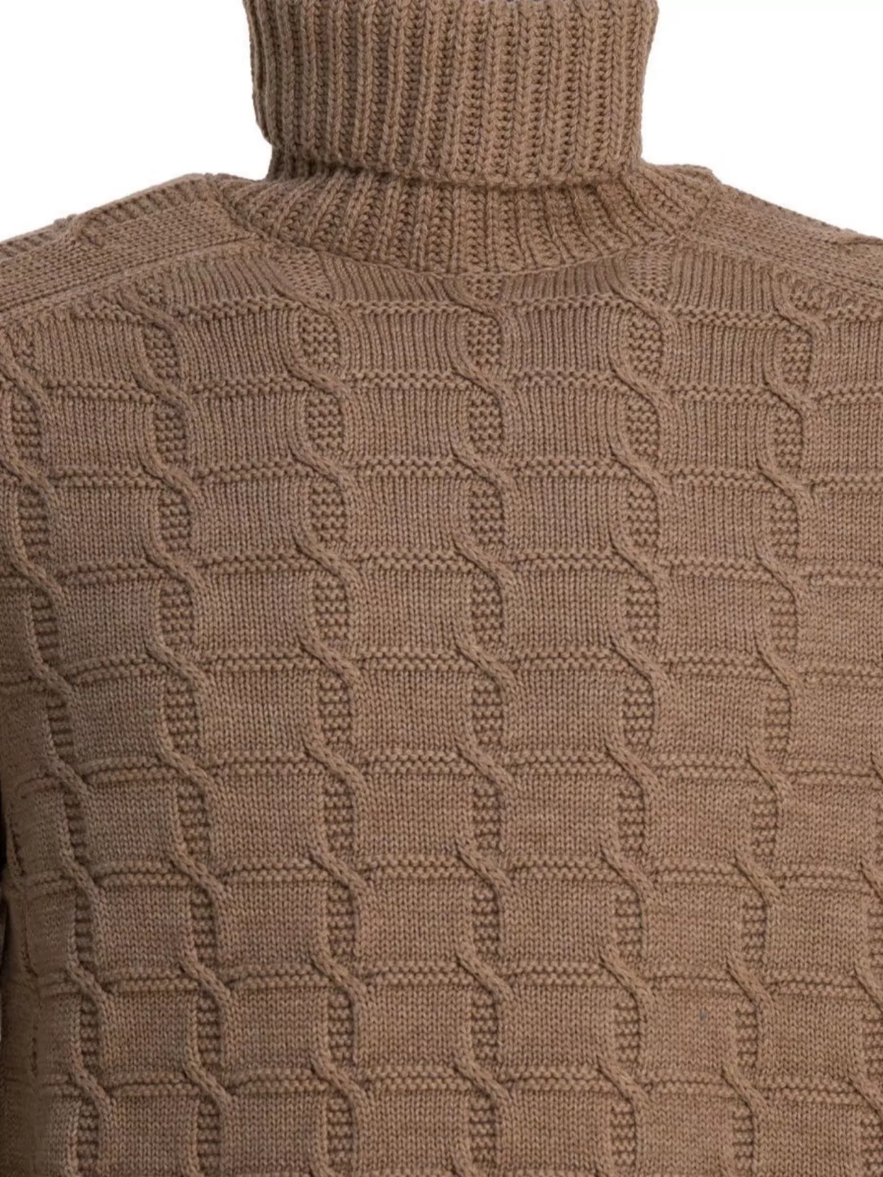 Zanone Turtleneck Cable Knit Sweater With Ribbed Cuffs And Hem