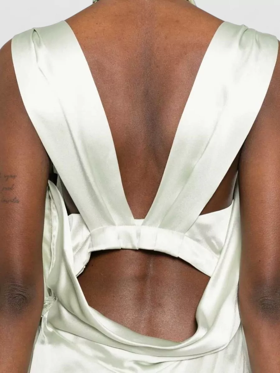 Maison Margiela Silk Draped Sleeveless Maxi Dress