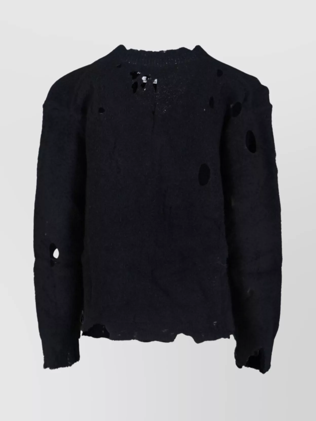 Junya Watanabe V-neck Knitwear With Distressed Long Sleeves In Black
