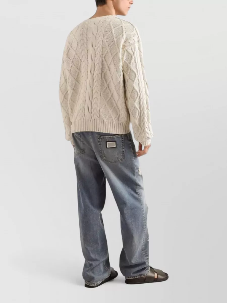 Dolce&Gabbana Pullover Crew Neck Cable Knit Graphic