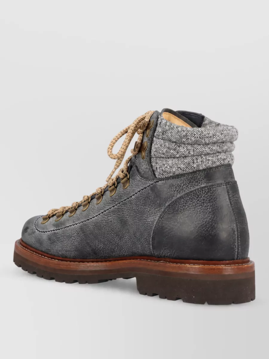 Brunello Cucinelli Leather Lace-Up Ankle Boots